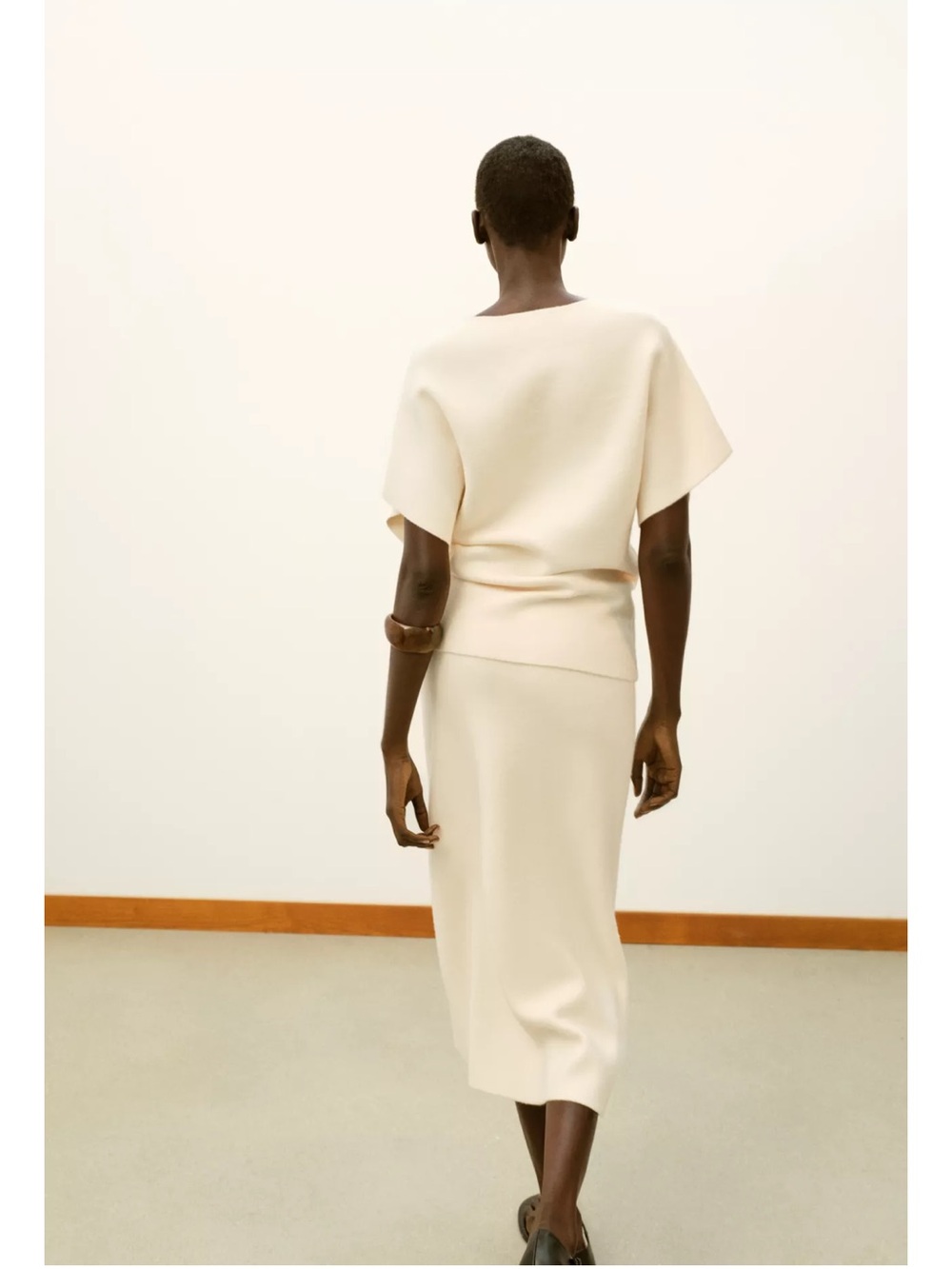 Zara Cream Midi Knit Skirt - Picture 4 of 7